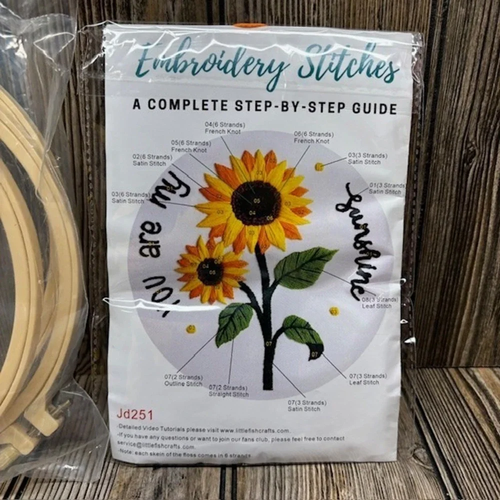 Louise Maelys 3 Sets Sunflowers Embroidery Kit for Beginners